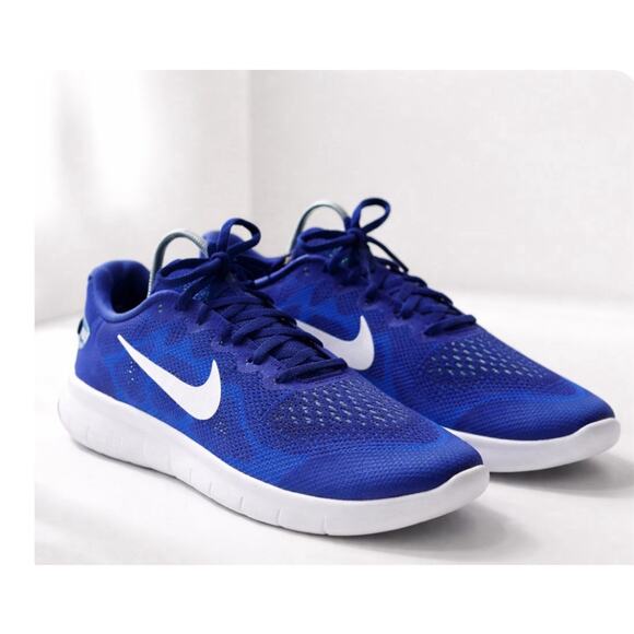 Nike Shoes - Nike Free Blue White Swoosh Lime Green Sz 7 Youth Wmn 8-8.5 Equivalent Sneakers